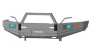 Передний бампер с площадкой лебедки и нишами под ПТФ с дугой OJ 02.008.03 - Nissan Patrol Y61 рестайлинг (+доп.оборудование)